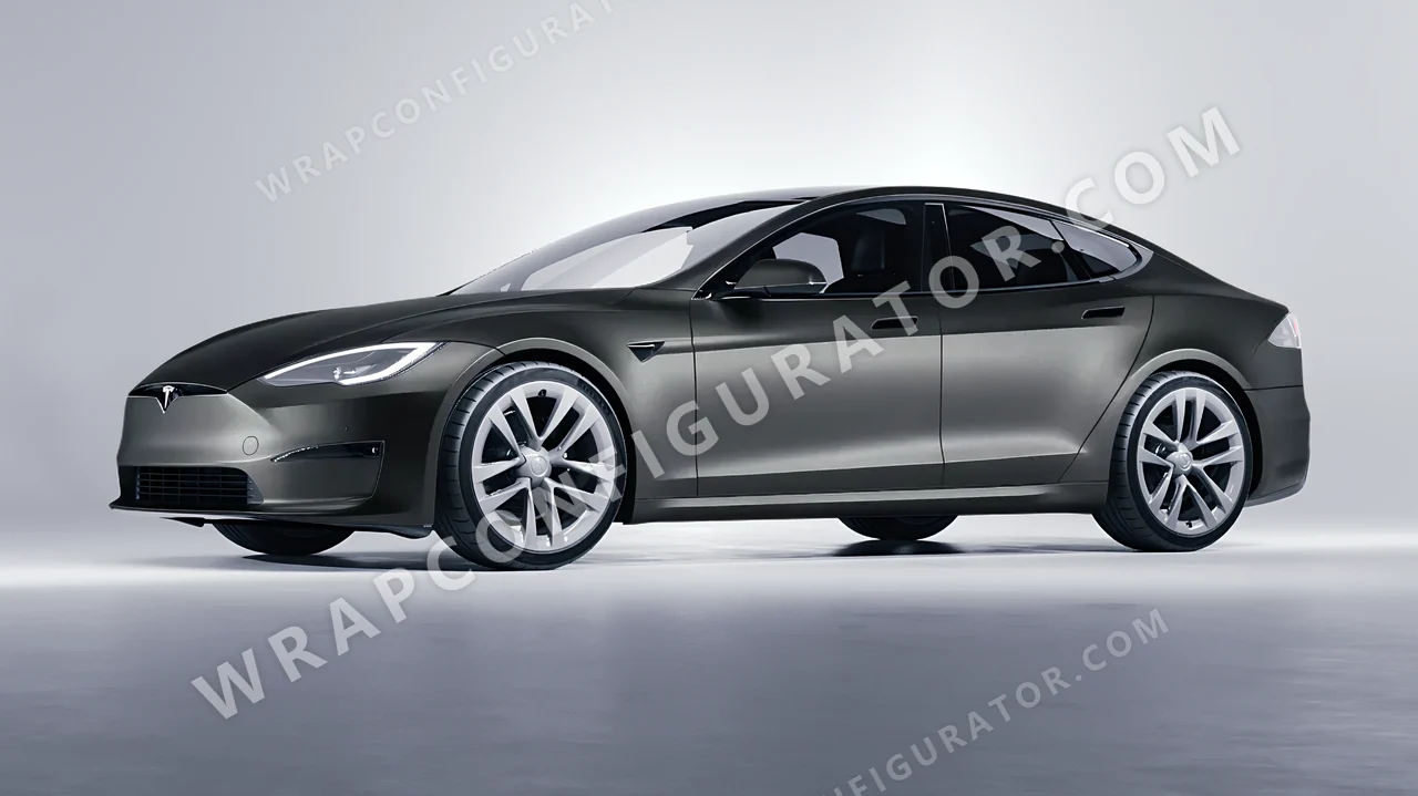 Grey Tesla Model S 2013 wrapped in Avery Dennison Dark Grey SW900-854-M
