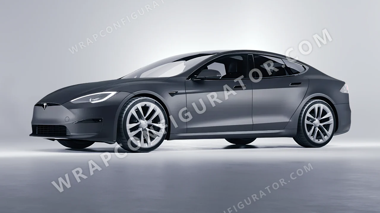 Grey Tesla Model S 2013 wrapped in Avery Dennison Dark Grey SW900-856-O
