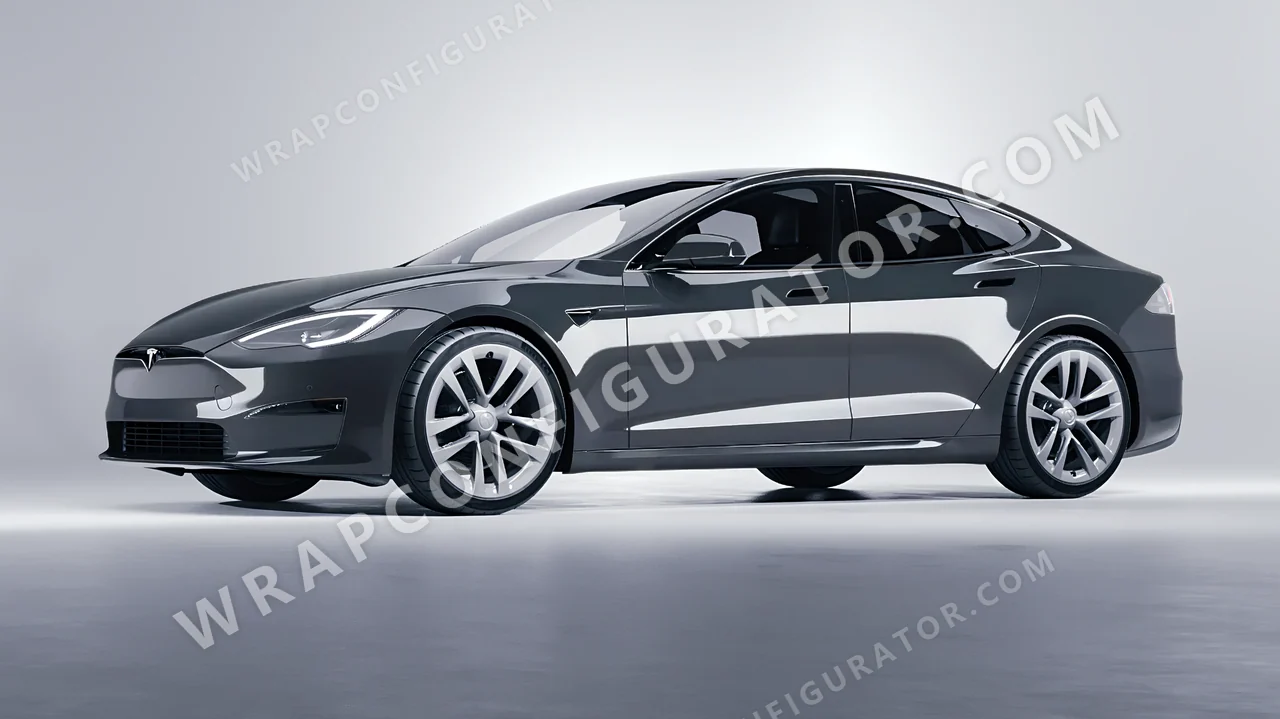 Grey Tesla Model S 2013 wrapped in Avery Dennison Dark Grey SW900-865-O