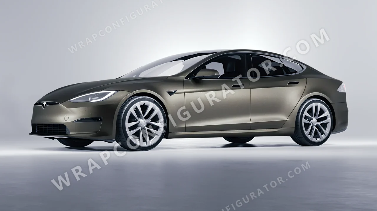 Grey Tesla Model S 2013 wrapped in Avery Dennison Gunmetal SW900-840-M
