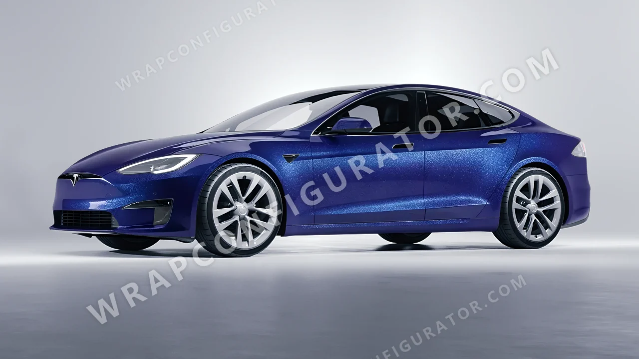 Grey Tesla Model S 2013 wrapped in Avery Dennison Magnetic Burst SW900-679-M