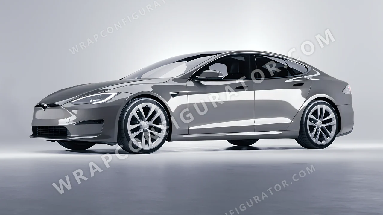 Grey Tesla Model S 2013 wrapped in Avery Dennison Misty Grey SW900-827-O