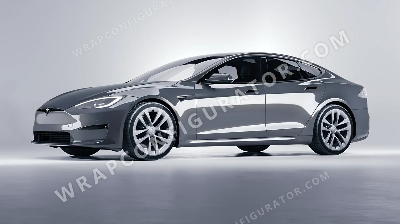 Grey Tesla Model S 2013 wrapped in Avery Dennison Rock Grey SW900-821-O