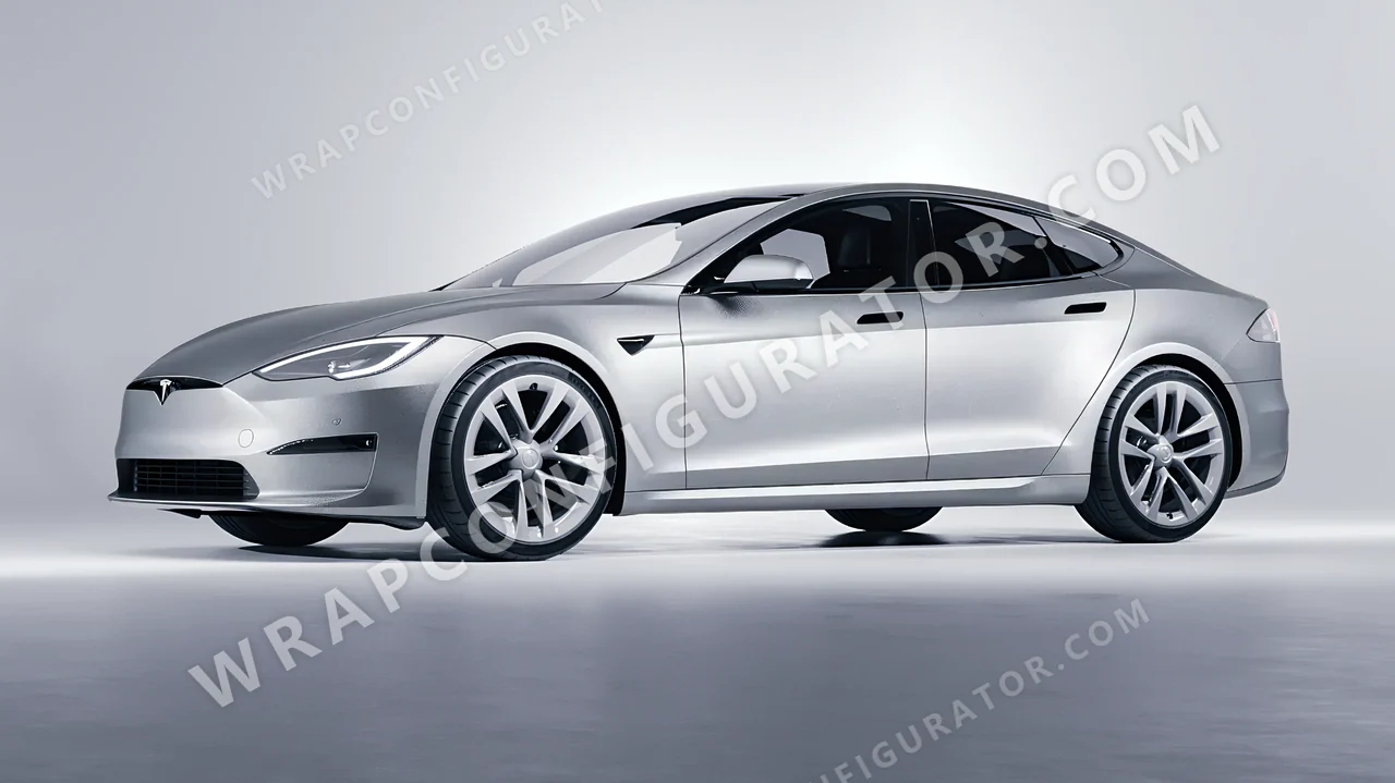 Grey Tesla Model S 2013 wrapped in Avery Dennison Silver SW900-857-M