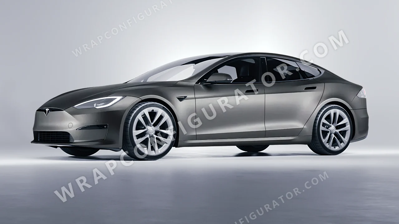 Grey Tesla Model S 2013 wrapped in Avery Dennison Spy Grey SW900-828-M
