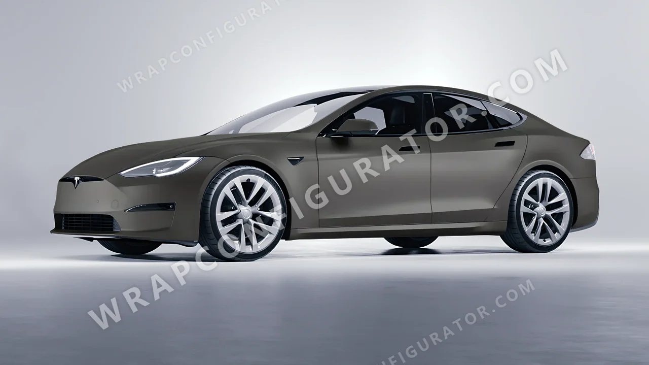 Grey Tesla Model S 2013 wrapped in Colourshield PPF by HyperPro AMG Gray SMF28-P