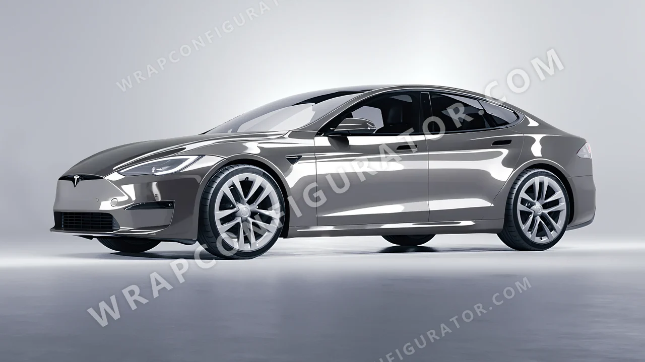 Grey Tesla Model S 2013 wrapped in Colourshield PPF by HyperPro Light Space Gray HGF34-P