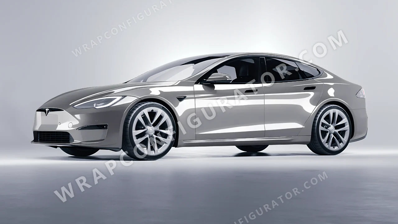 Grey Tesla Model S 2013 wrapped in Colourshield PPF by HyperPro Porsche Ash HGF47-P