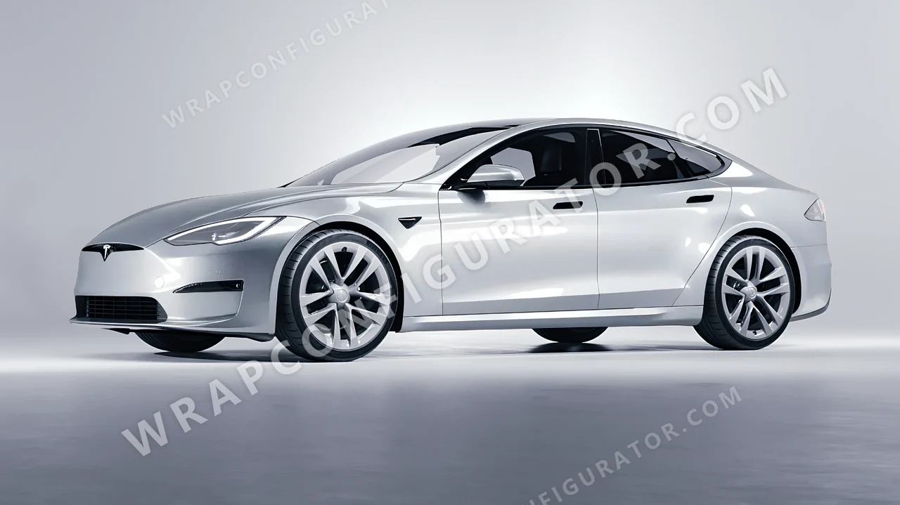 Grey Tesla Model S 2013 wrapped in Inozetek Dynamic PPF Dolphin Grey DPPF904