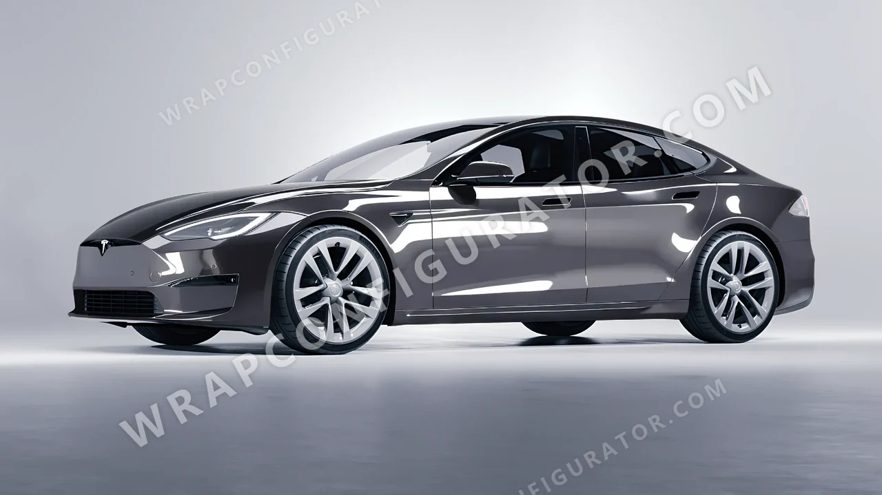 Grey Tesla Model S 2013 wrapped in Inozetek Dynamic PPF Falcon Grey DPPF905