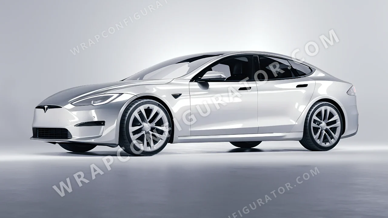 Grey Tesla Model S 2013 wrapped in Inozetek Dynamic PPF GT Silver DPPF709