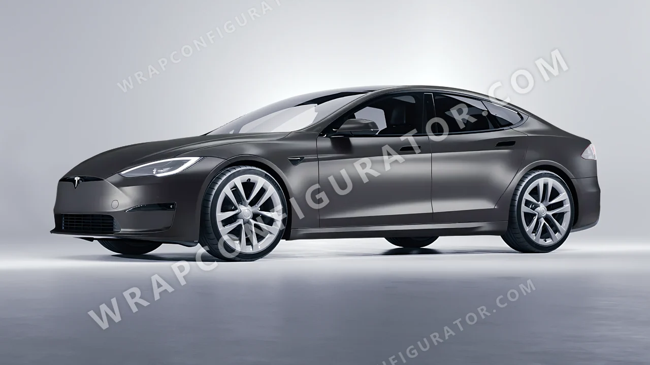 Grey Tesla Model S 2013 wrapped in Inozetek Dynamic PPF Rock Grey DPPF802