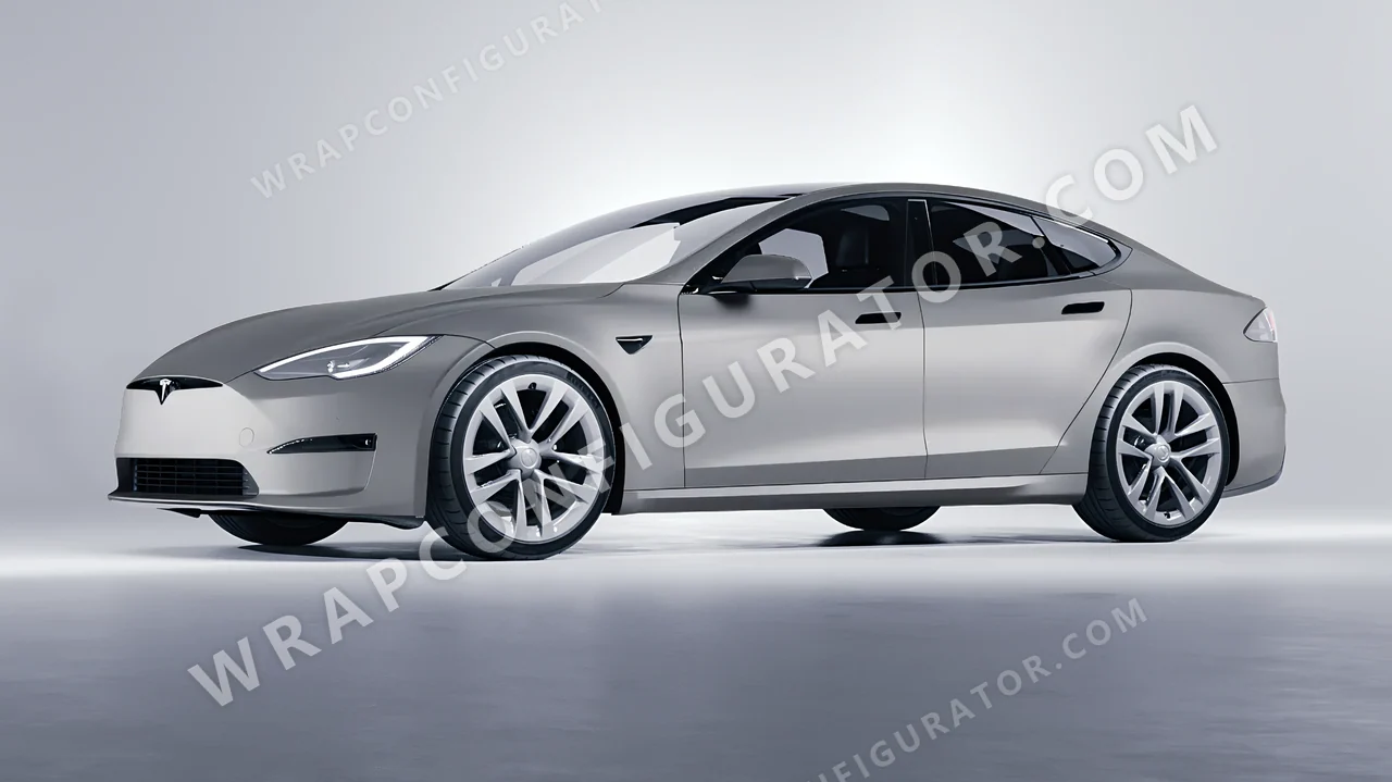 Grey Tesla Model S 2013 wrapped in Inozetek Dynamic PPF Shark Grey DPPF818