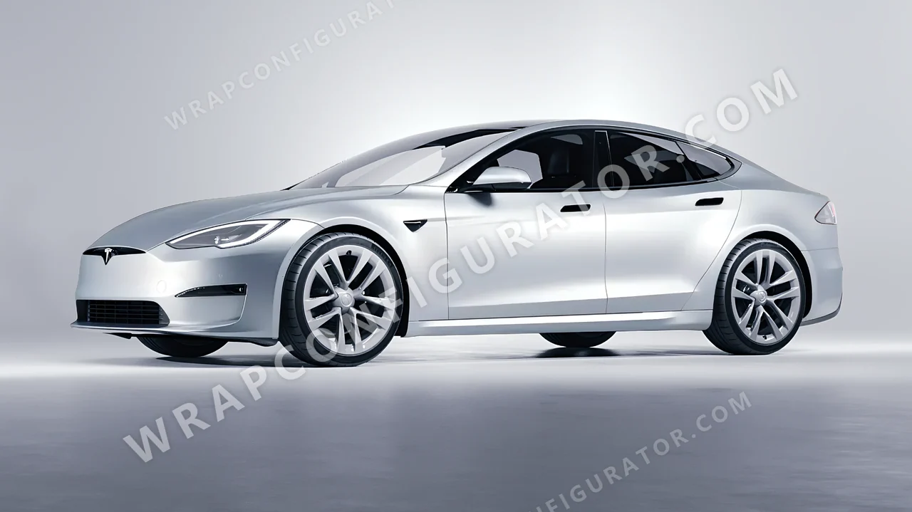 Grey Tesla Model S 2013 wrapped in Inozetek Dynamic PPF Silver DPPF803