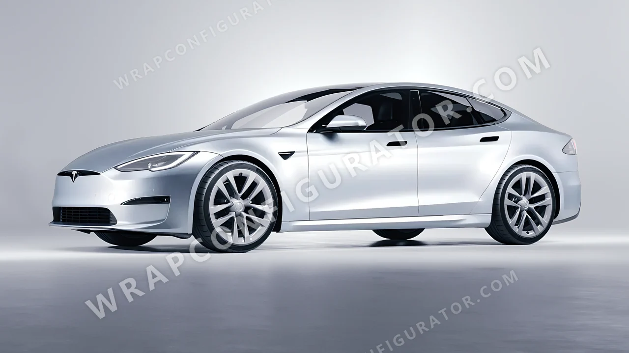 Grey Tesla Model S 2013 wrapped in Inozetek Dynamic PPF Star Silver DPPF805