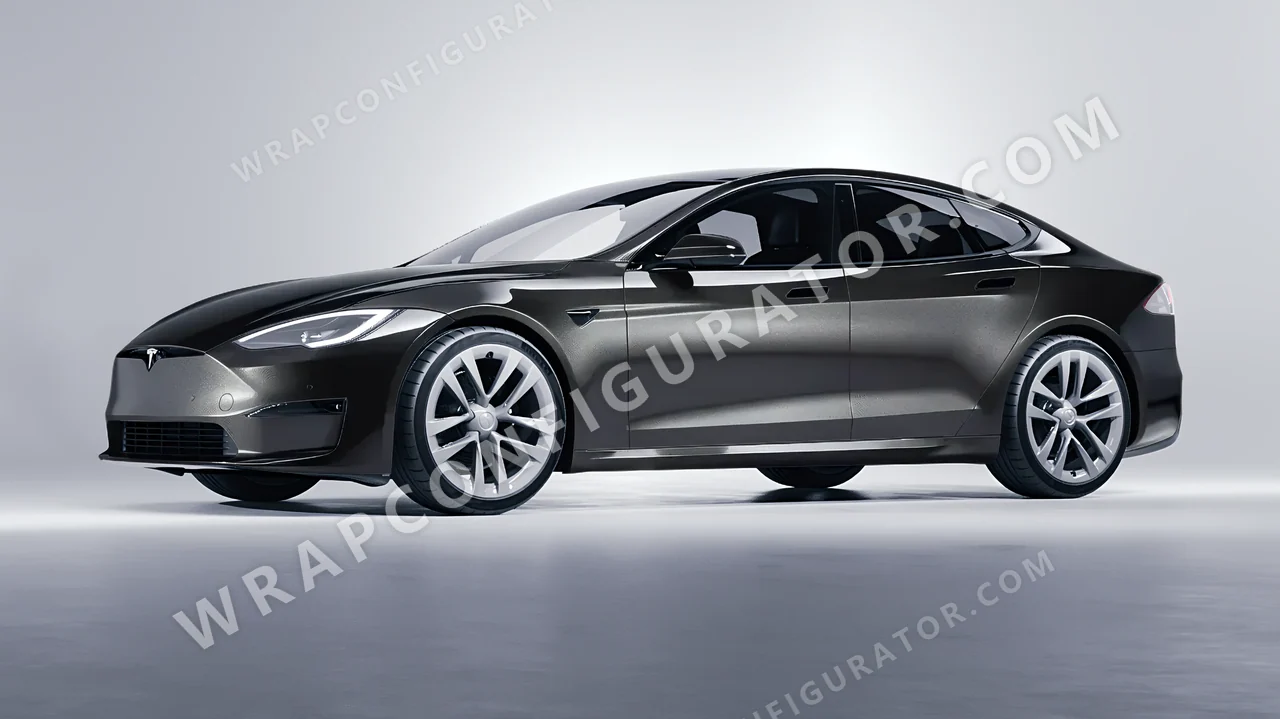 Grey Tesla Model S 2013 wrapped in Inozetek Dynamic PPF Tungsten Grey DPPF907