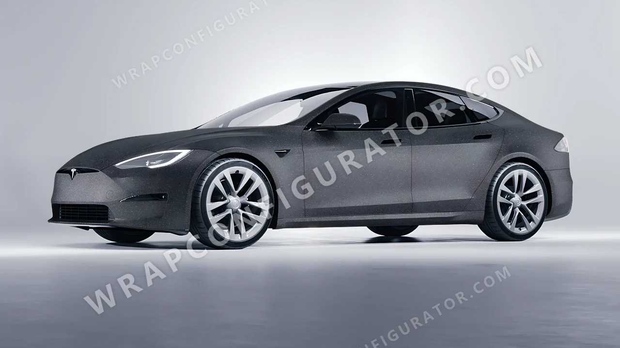 Grey Tesla Model S 2013 wrapped in KPMF Dark Grey Matt K89015