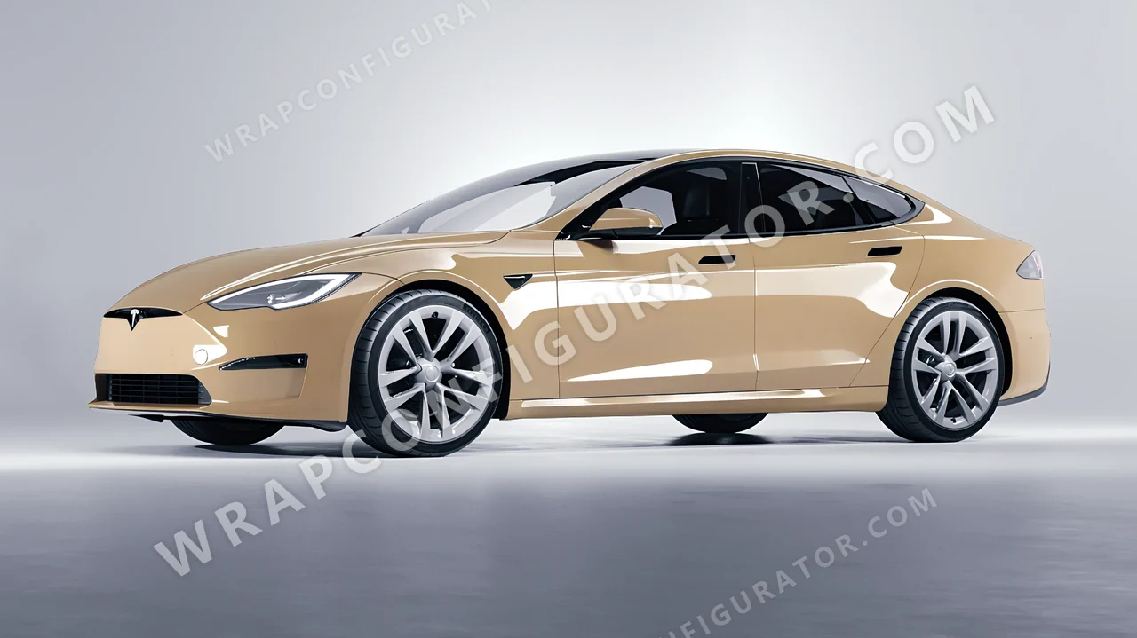 Grey Tesla Model S 2013 wrapped in KPMF Desert Storm K75457