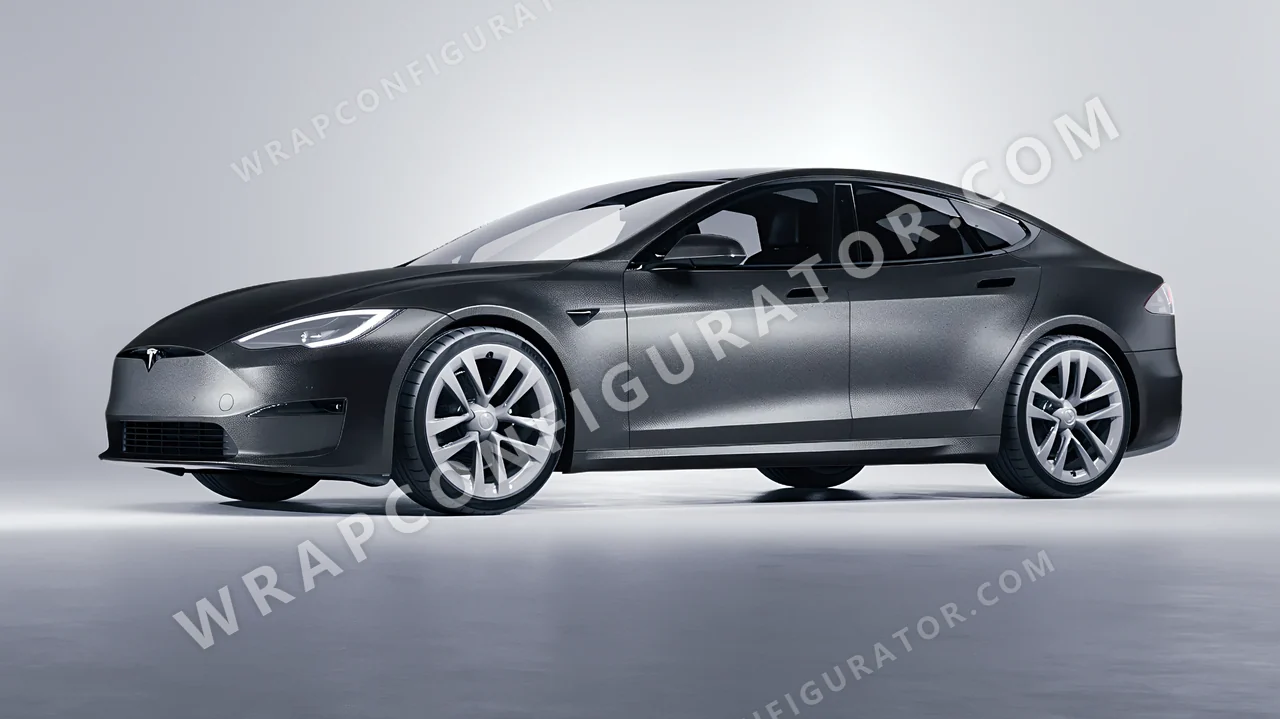 Grey Tesla Model S 2013 wrapped in KPMF Matt Anthracite K75320