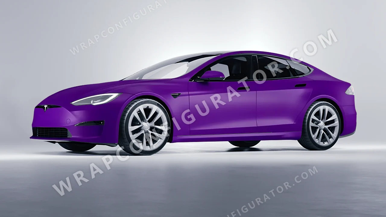 Grey Tesla Model S 2013 wrapped in KPMF Matt Iced Amethyst Titanium K75568