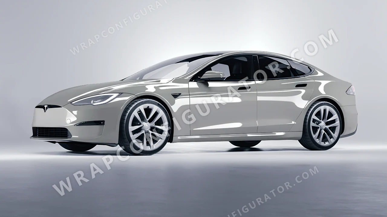 Grey Tesla Model S 2013 wrapped in KPMF Ominous Grey K75415
