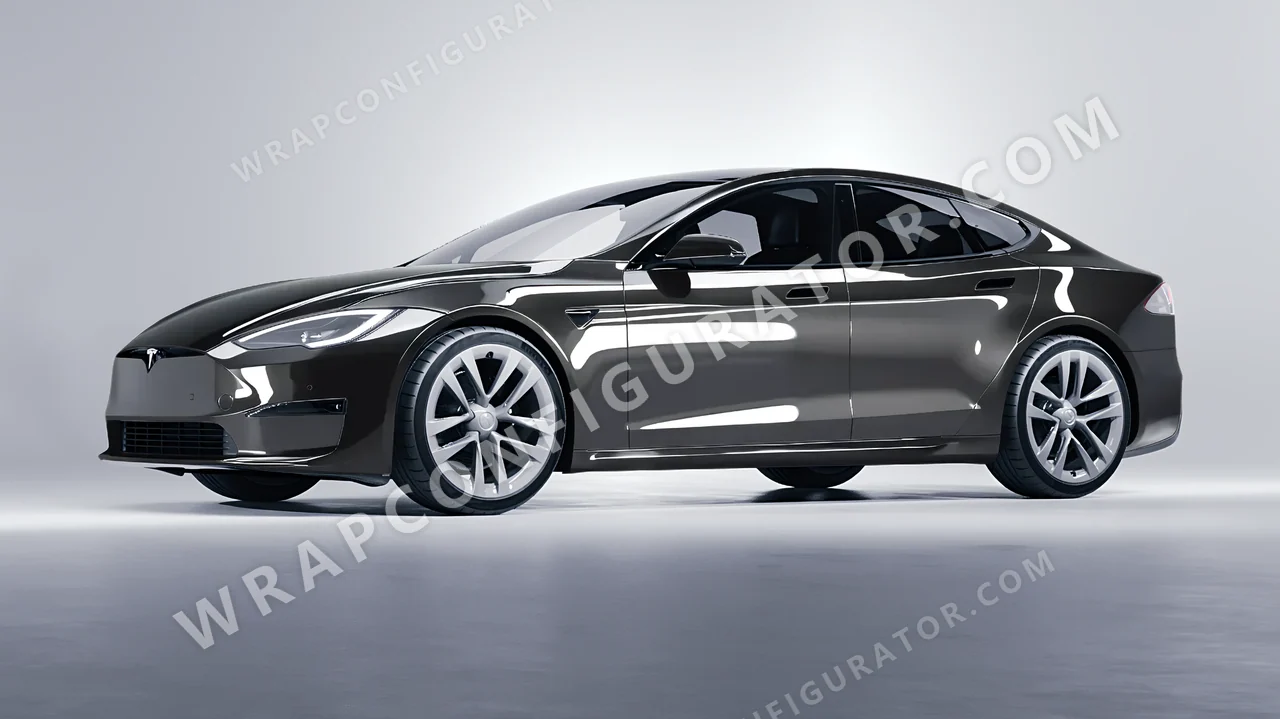 Grey Tesla Model S 2013 wrapped in ORACAL Dark Grey 970RA-073G