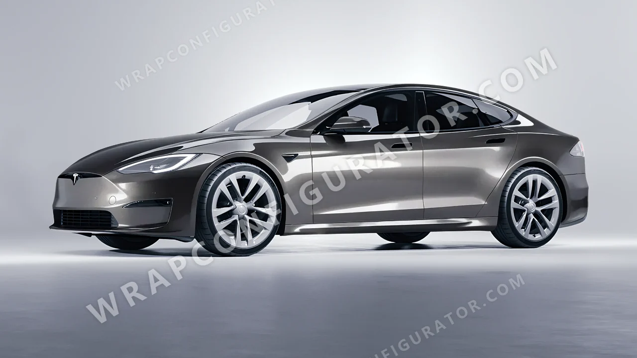 Grey Tesla Model S 2013 wrapped in ORACAL Grey Cast Iron 970RA-935G