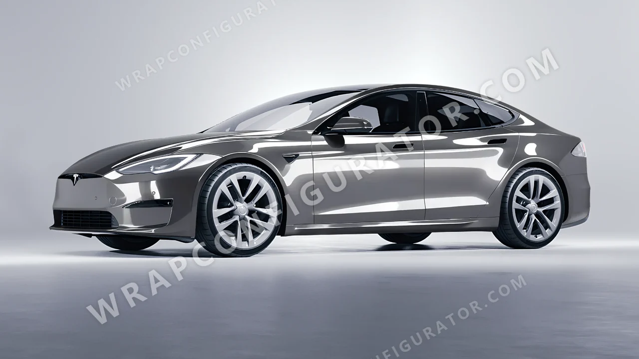 Grey Tesla Model S 2013 wrapped in ORACAL Telegrey 970RA-076G