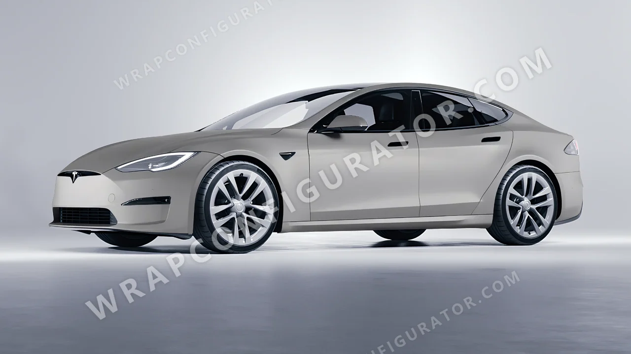 Grey Tesla Model S 2013 wrapped in ORACAL Telegrey 970RA-076M