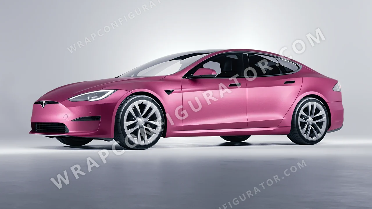 Pink Tesla Model S 2013 wrapped in Avery Dennison Pink SW900-520-M