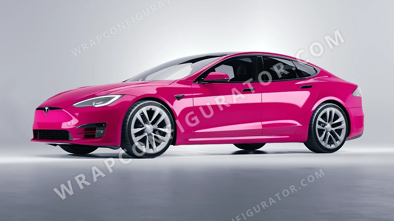 Pink Tesla Model S 2013 wrapped in Avery Dennison Pool Party Pink SW900-517-O