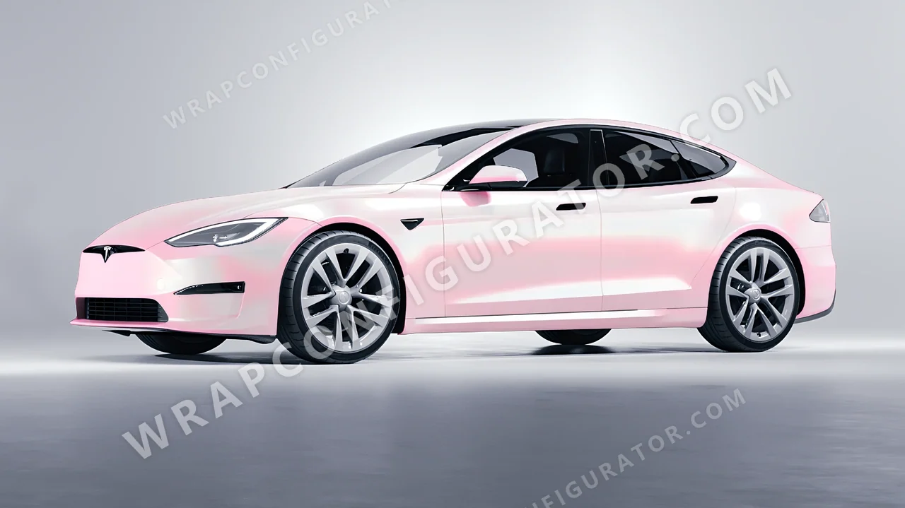 Pink Tesla Model S 2013 wrapped in Colourshield PPF by HyperPro Purple/Pink CGM15-P