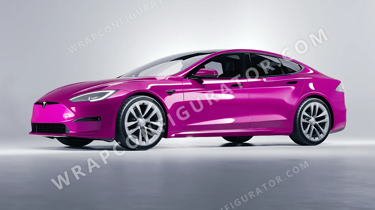 Pink Tesla Model S 2013 wrapped in ORACAL Telemagenta 970RA-077G