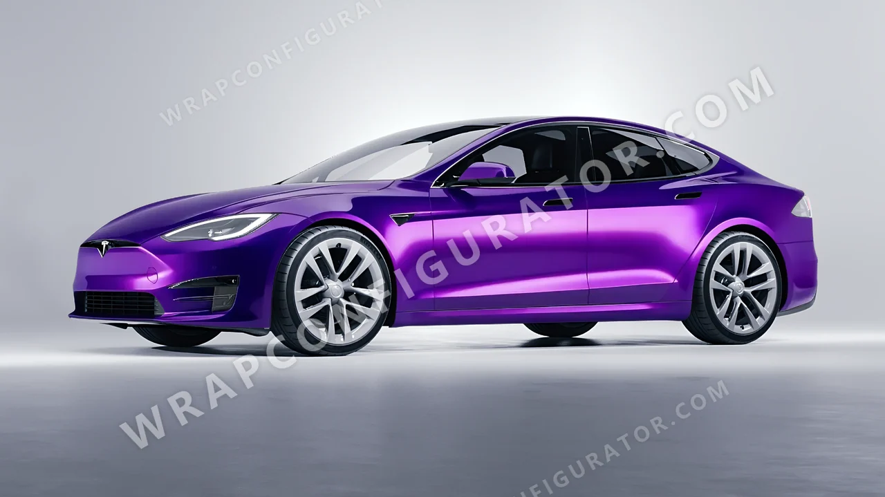 Purple Tesla Model S 2013 wrapped in 3M Gloss Plum Explosion GP258