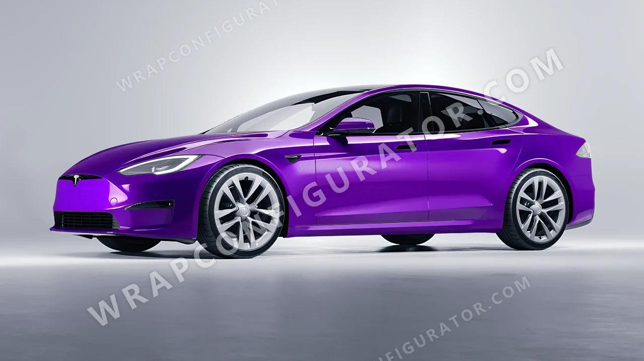 Purple Tesla Model S 2013 wrapped in 3M Plum Explosion 2.0 HGP258