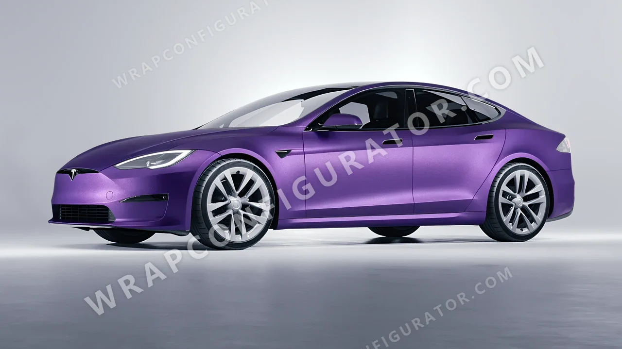 Purple Tesla Model S 2013 wrapped in Avery Dennison Purple SW900-565-M