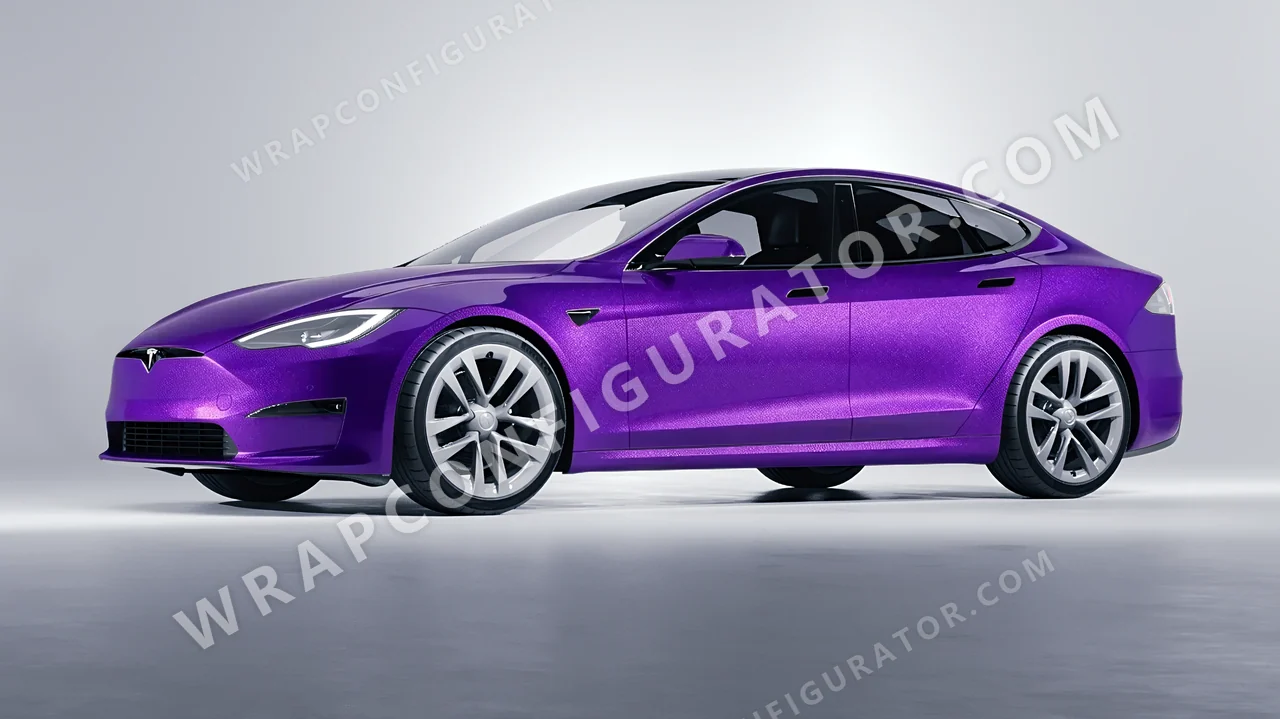 Purple Tesla Model S 2013 wrapped in Avery Dennison Vibrant Violet SW900-522-M