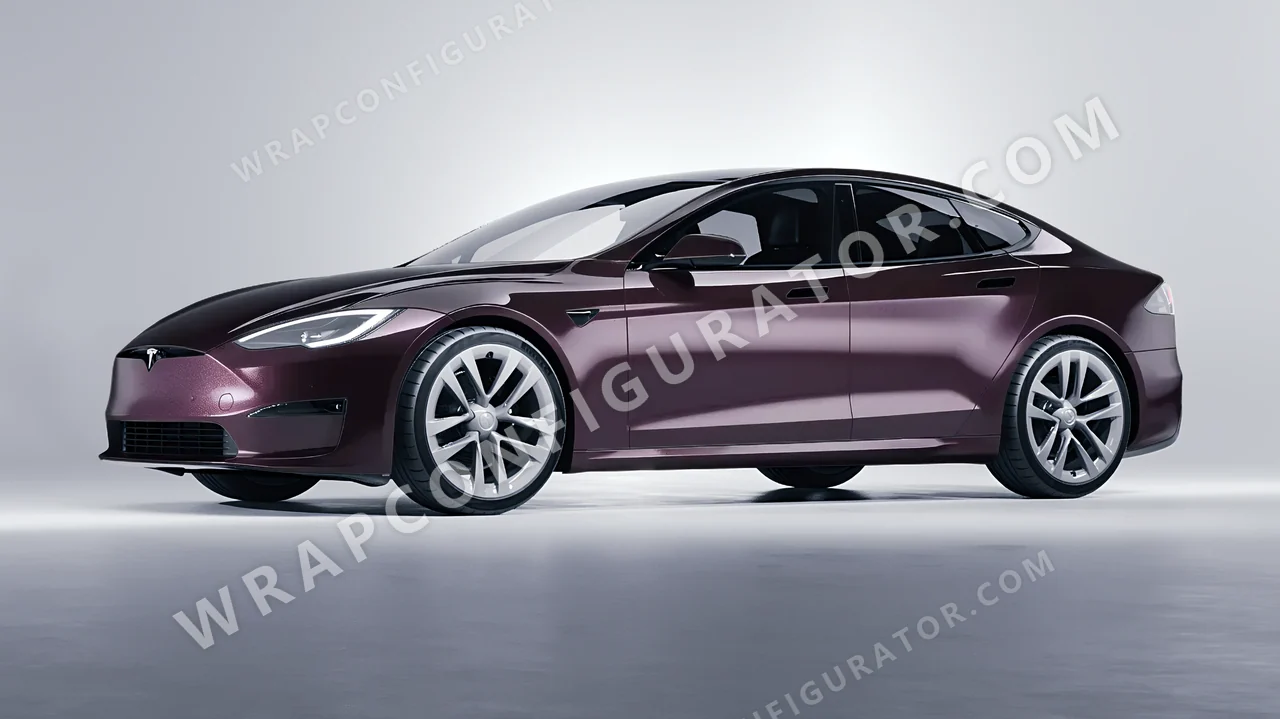 Purple Tesla Model S 2013 wrapped in Colourshield PPF by HyperPro Faded Purple GAF57-P