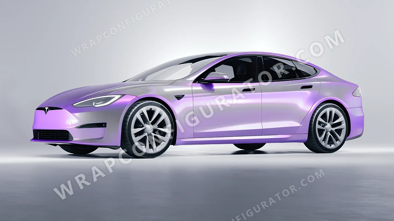 Purple Tesla Model S 2013 wrapped in Colourshield PPF by HyperPro Gray Purple CGM07-P