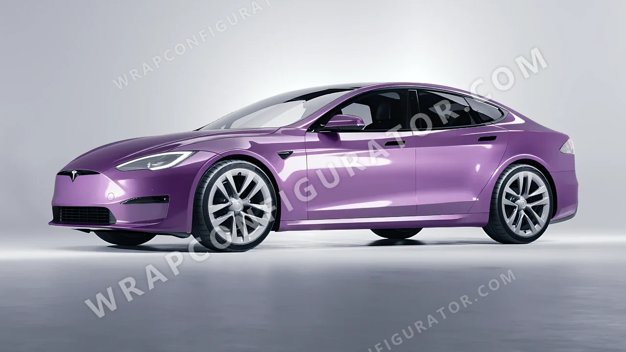 Purple Tesla Model S 2013 wrapped in Colourshield PPF by HyperPro Wisteria Purple GAF50-P