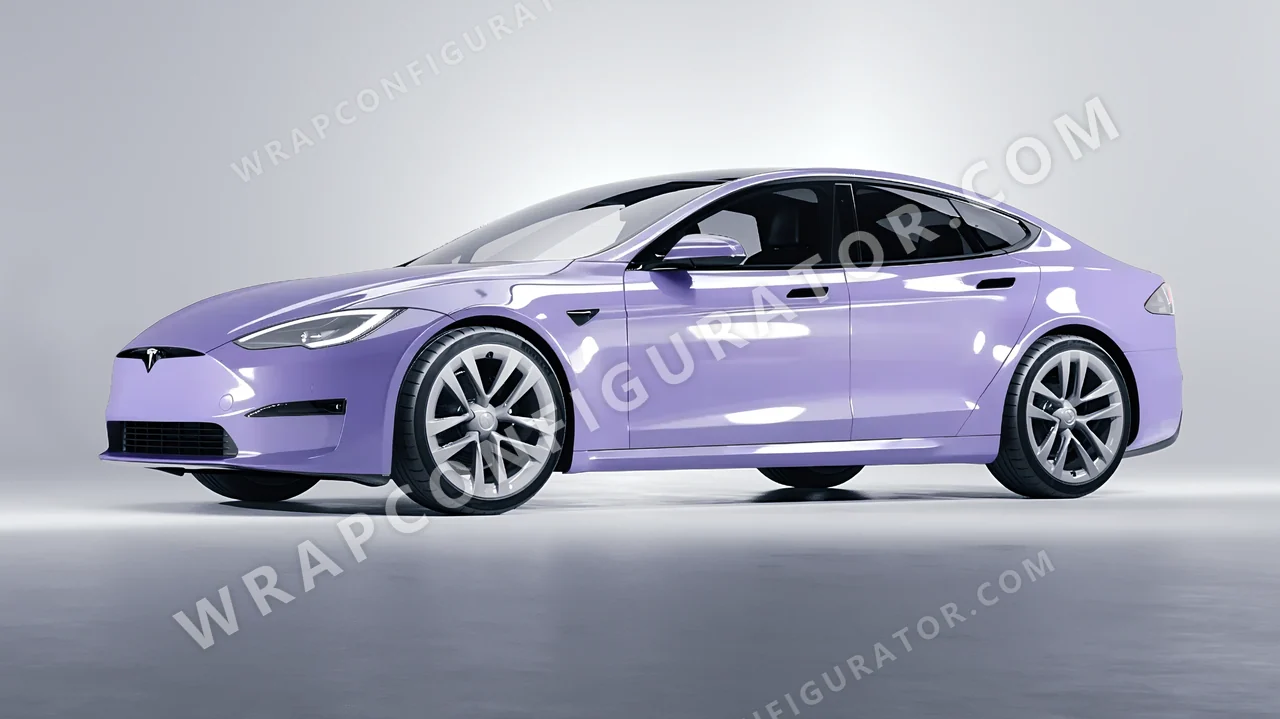 Purple Tesla Model S 2013 wrapped in Inozetek Dynamic PPF Grey Violet DPPF938