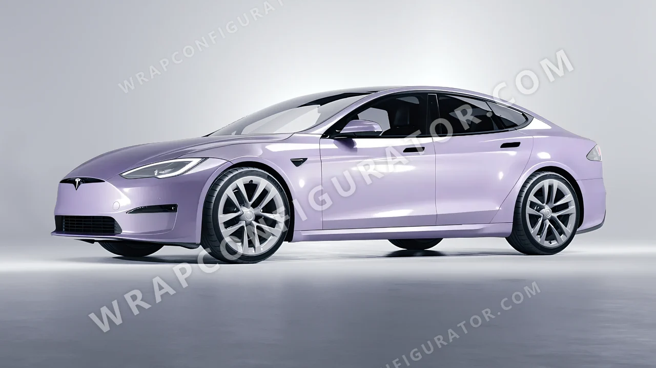 Purple Tesla Model S 2013 wrapped in Inozetek Dynamic PPF Provence Purple DPPF708