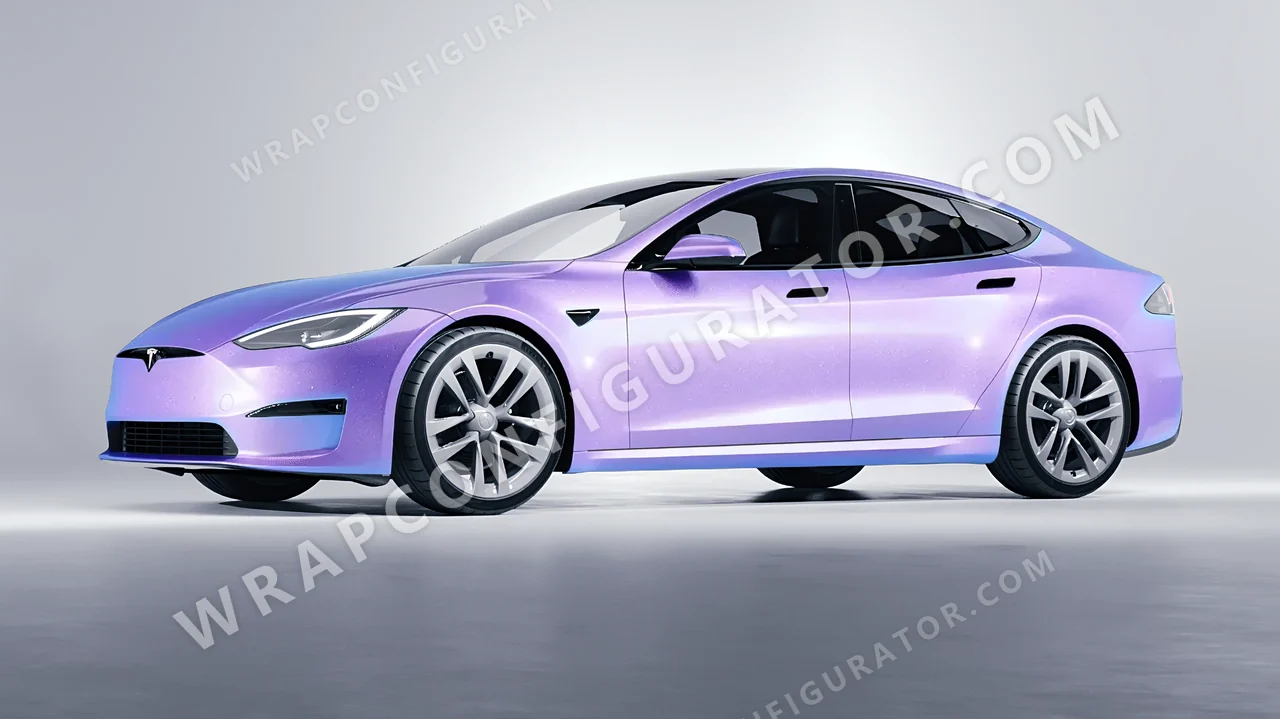 Purple Tesla Model S 2013 wrapped in Inozetek Dynamic PPF Purple DPPF939