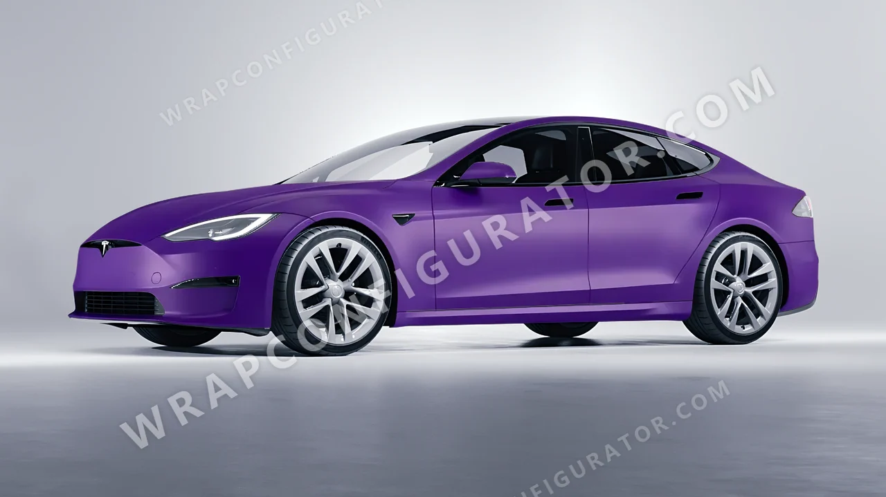 Purple Tesla Model S 2013 wrapped in KPMF Absolute Matt Royal Amethyst K75803