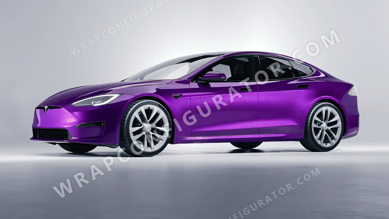 Purple Tesla Model S 2013 wrapped in ORACAL Violet 970RA-406G