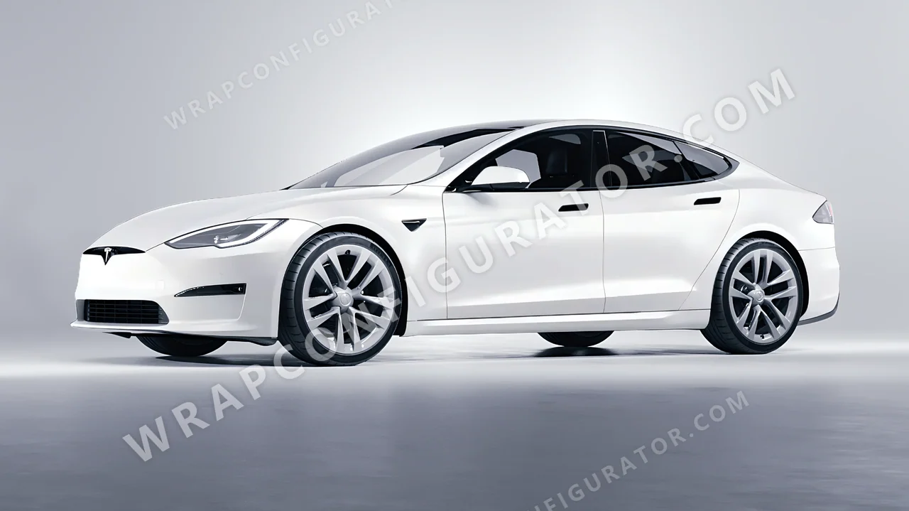 White Tesla Model S 2013 wrapped in Avery Dennison White SW900-116-O