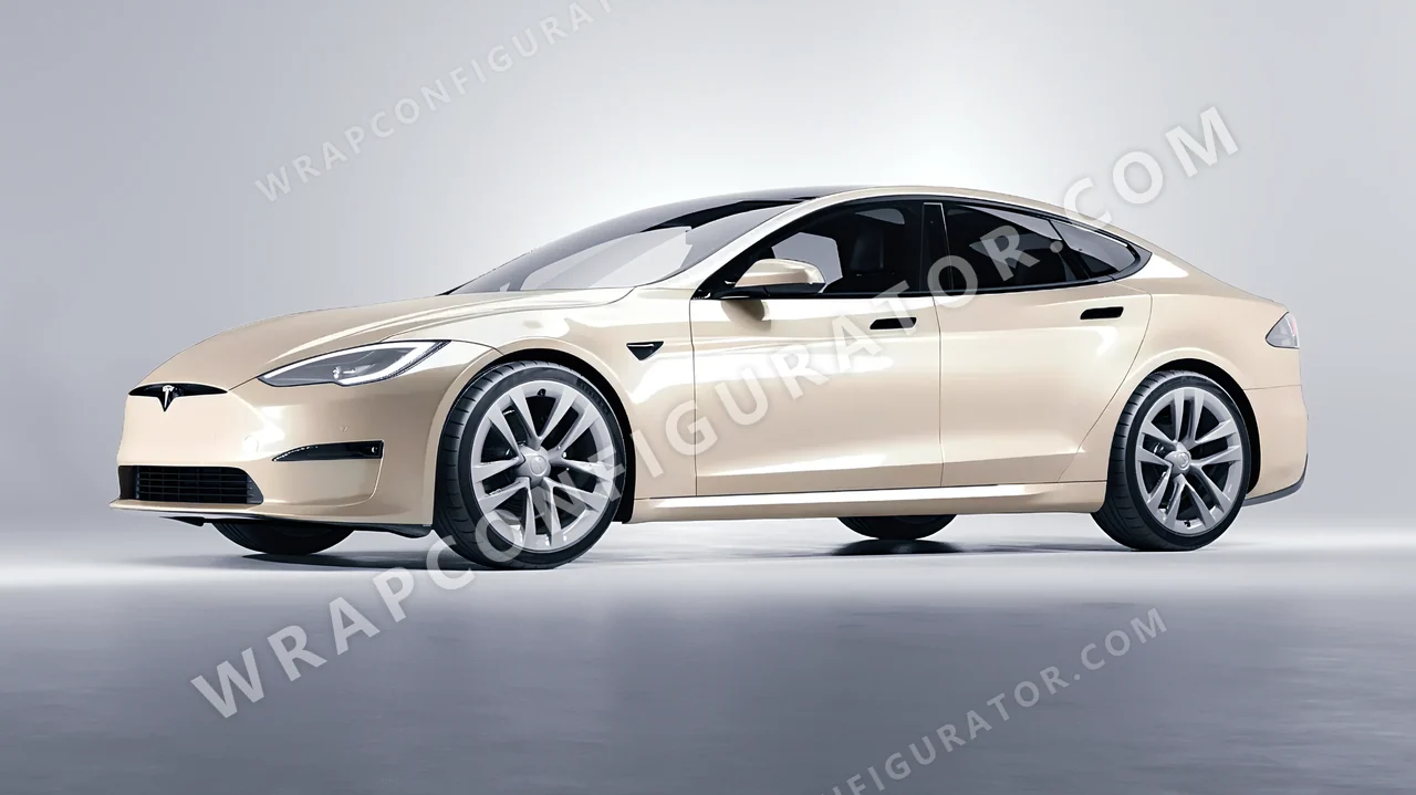 White Tesla Model S 2013 wrapped in Colourshield PPF by HyperPro White GAF42-P
