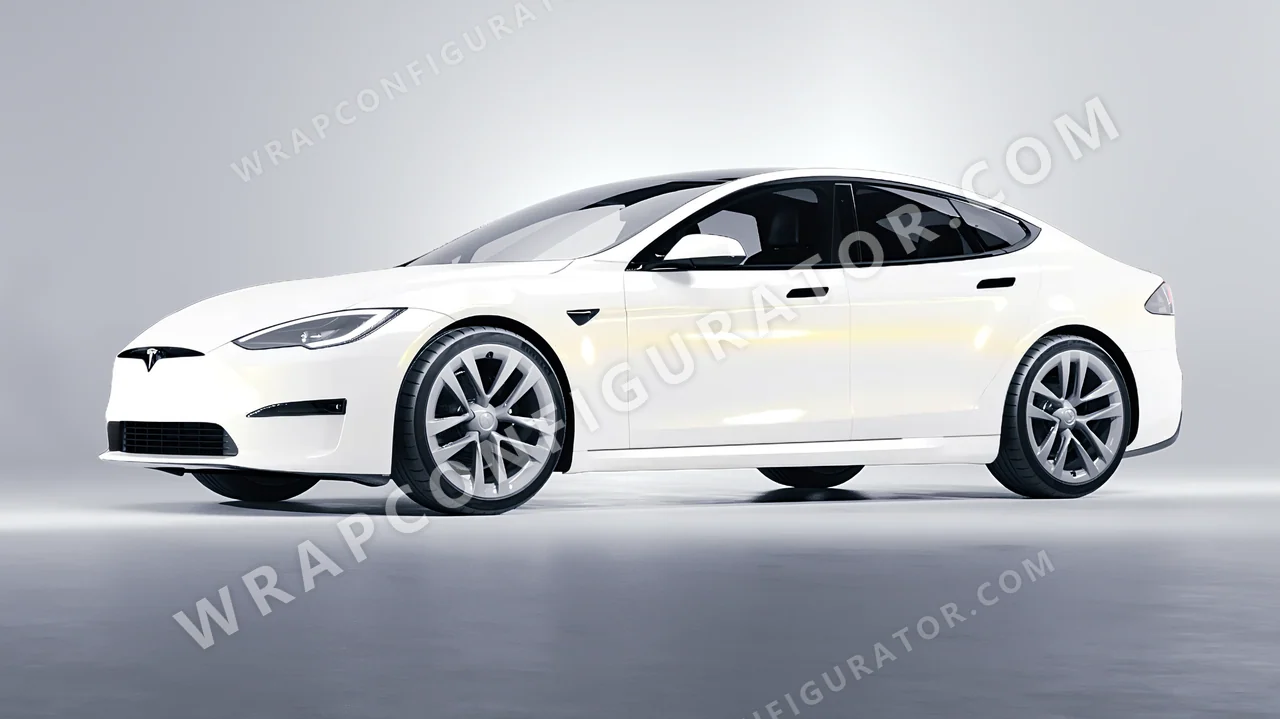 White Tesla Model S 2013 wrapped in Colourshield PPF by HyperPro White/Gold SF004-P