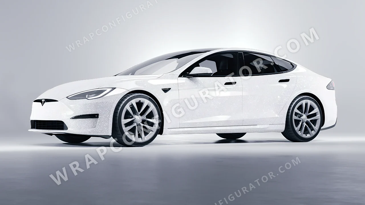 White Tesla Model S 2013 wrapped in Colourshield PPF by HyperPro White MDF02-P