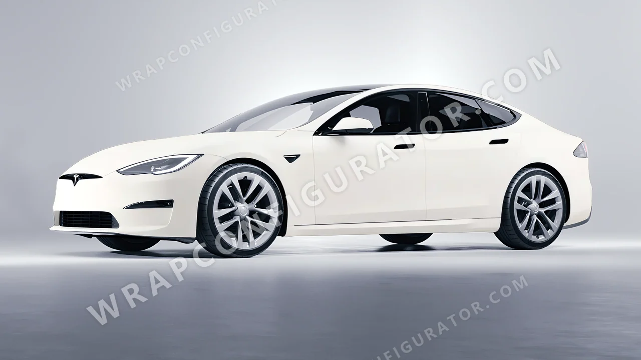 White Tesla Model S 2013 wrapped in Colourshield PPF by HyperPro White SMF03-P